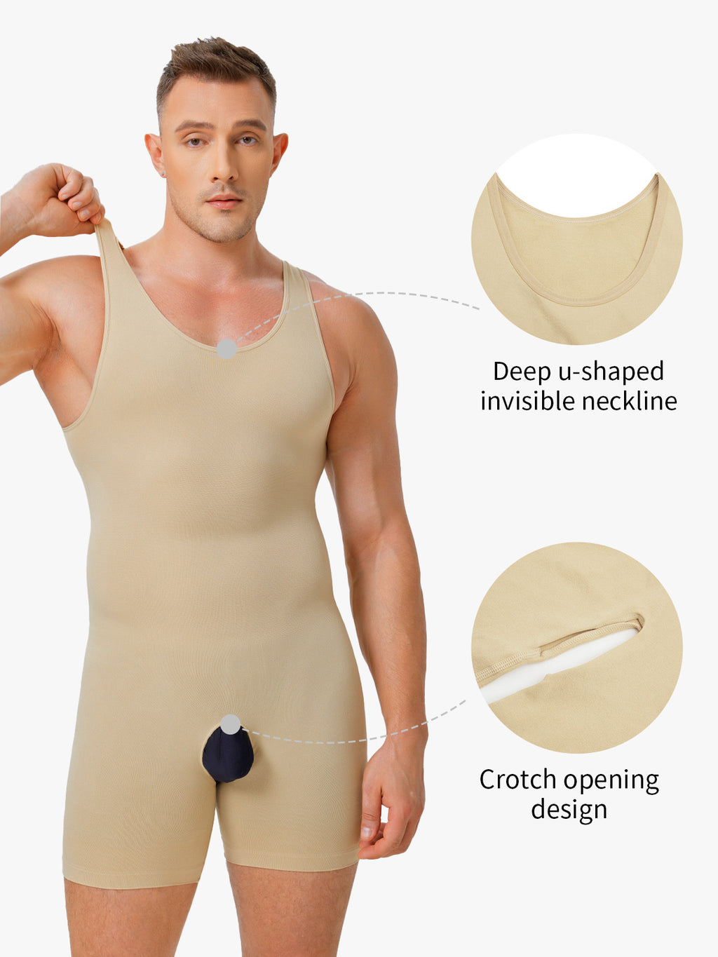 Seamless Comfort Crotch Opening  Full Body Shaper Bodysuit