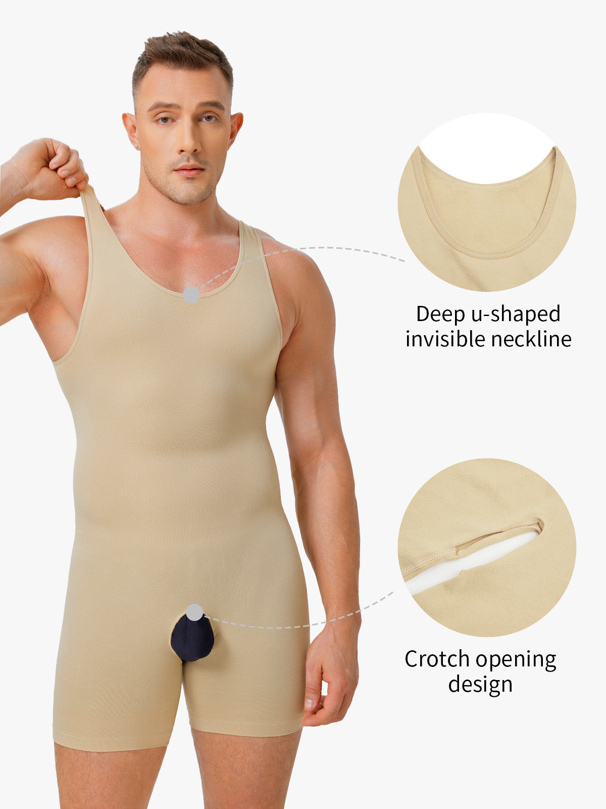 Seamless Comfort Crotch Opening  Full Body Shaper Bodysuit