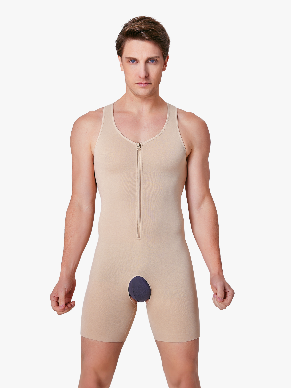 Men's Seamless Zipper Slimming Bodysuit