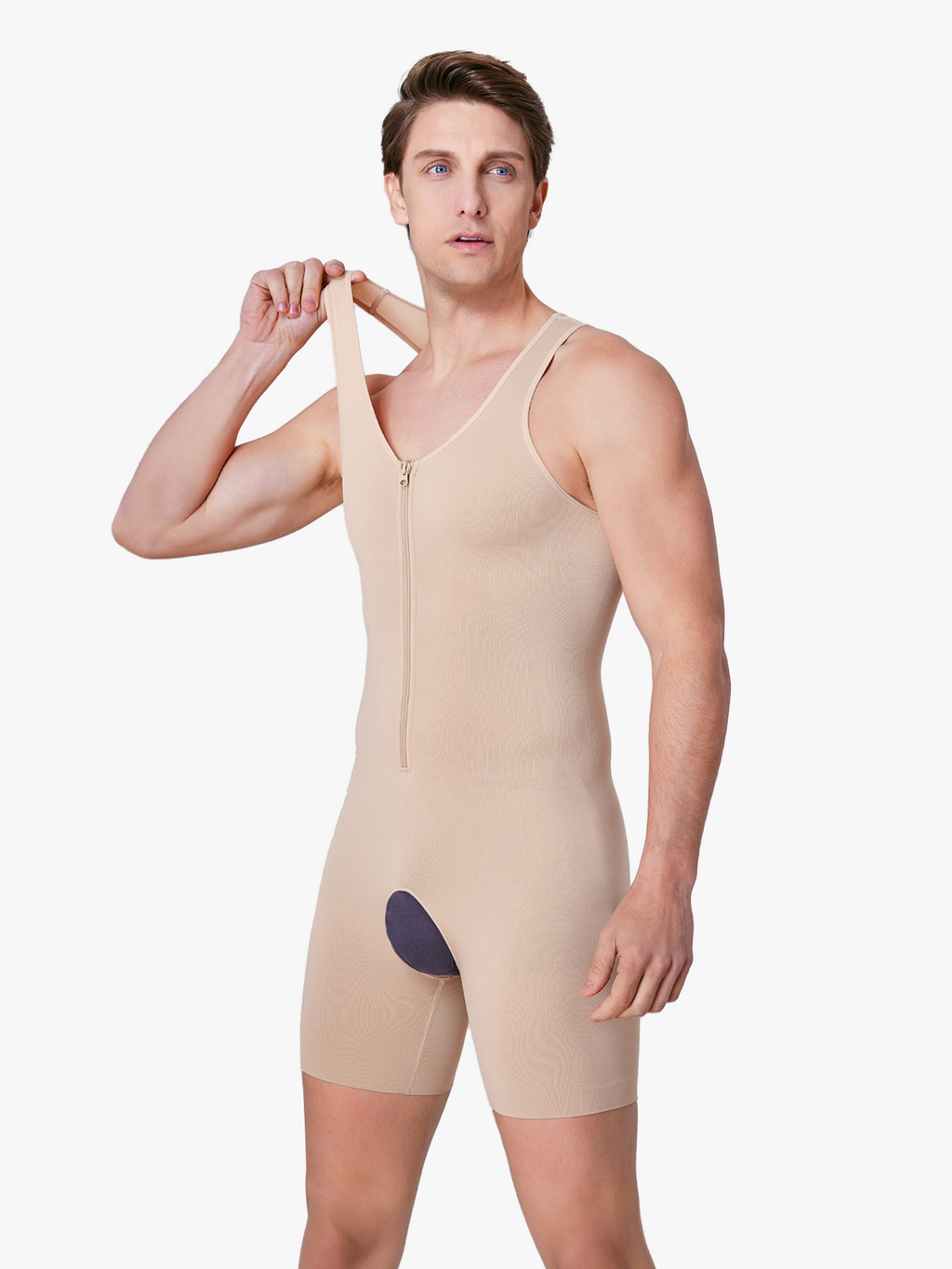 Men's Seamless Zipper Slimming Bodysuit
