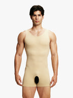 Men's Seamless Crotch Opening Bodysuit