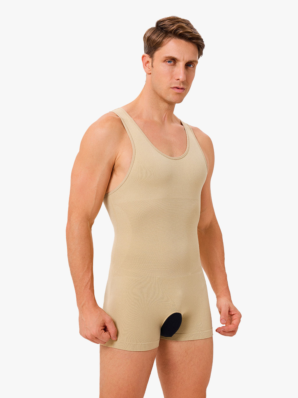 Men's Seamless Crotch Opening Bodysuit