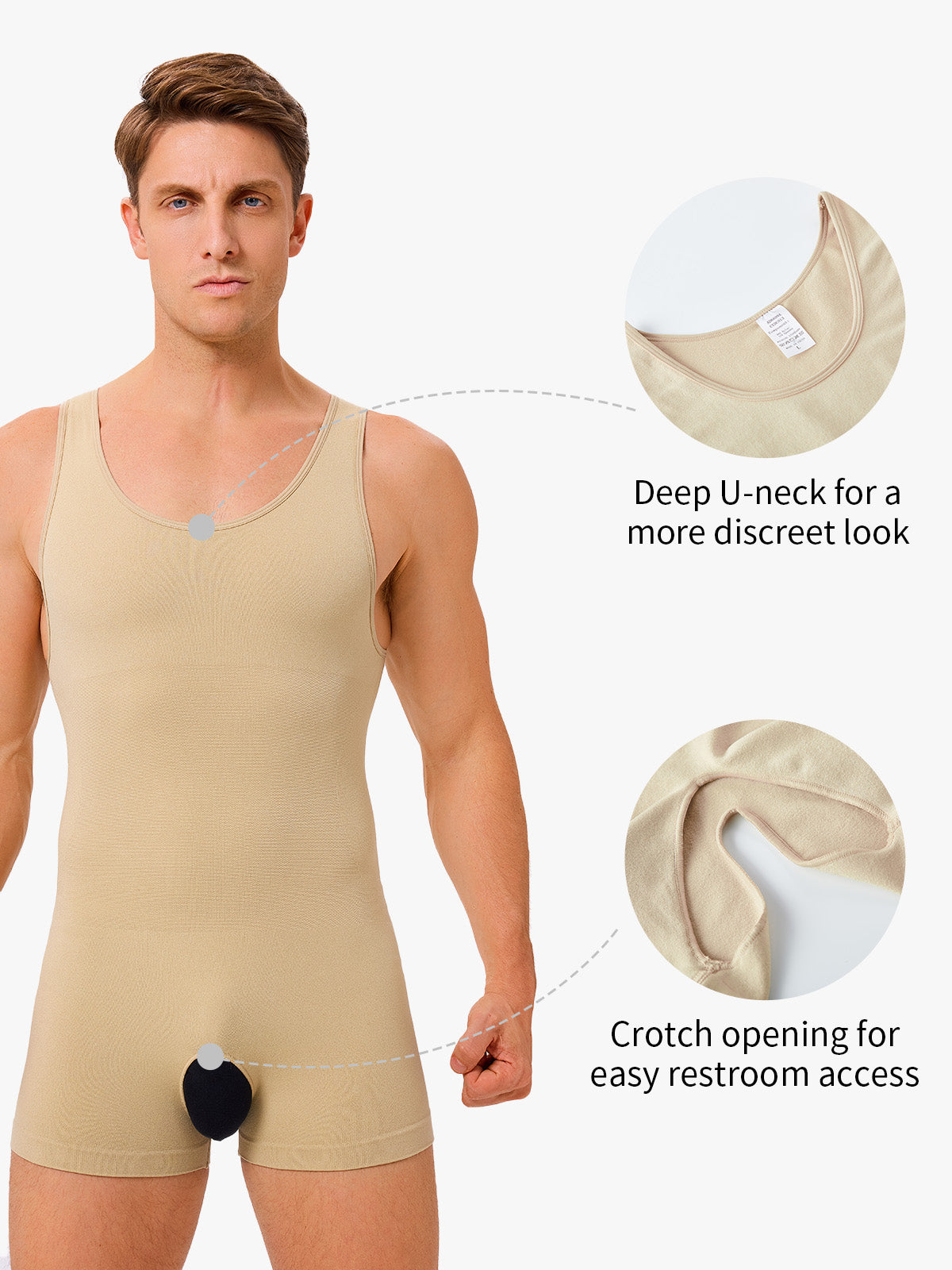 Men's Seamless Crotch Opening Bodysuit