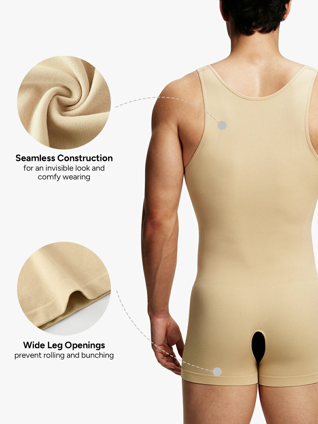 Men's Seamless Crotch Opening Bodysuit