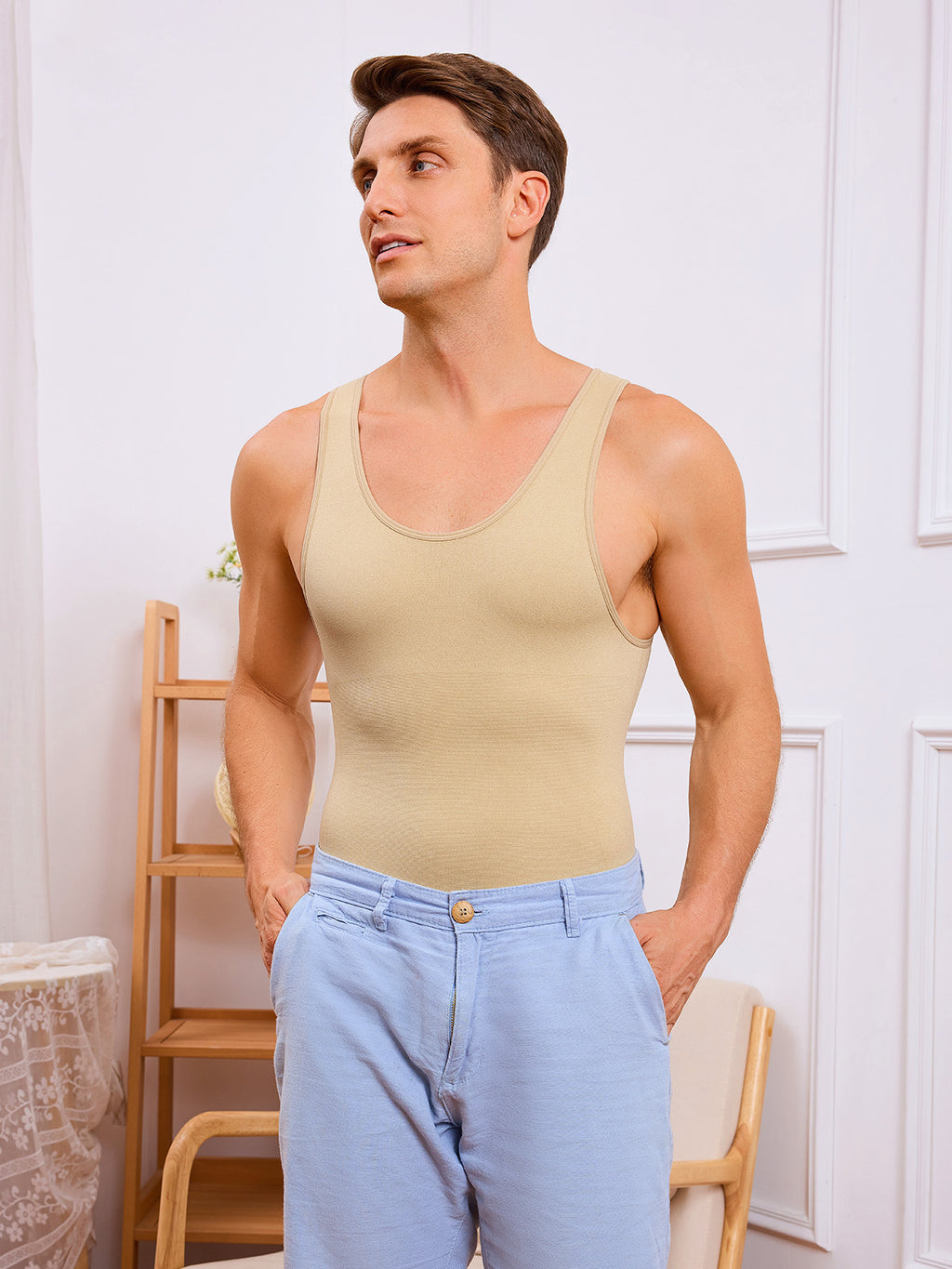 Men's Seamless Crotch Opening Bodysuit