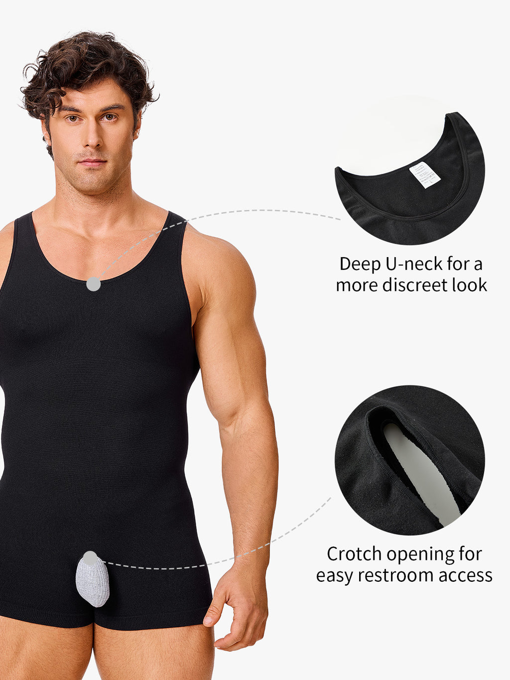 Men's Seamless Crotch Opening Bodysuit
