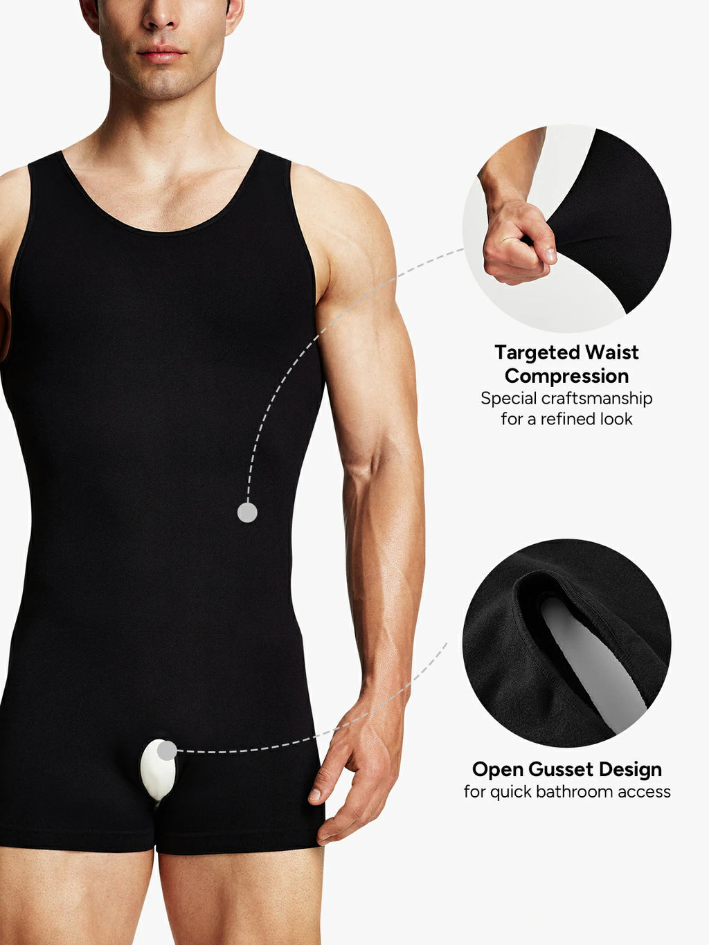 Men's Seamless Crotch Opening Bodysuit