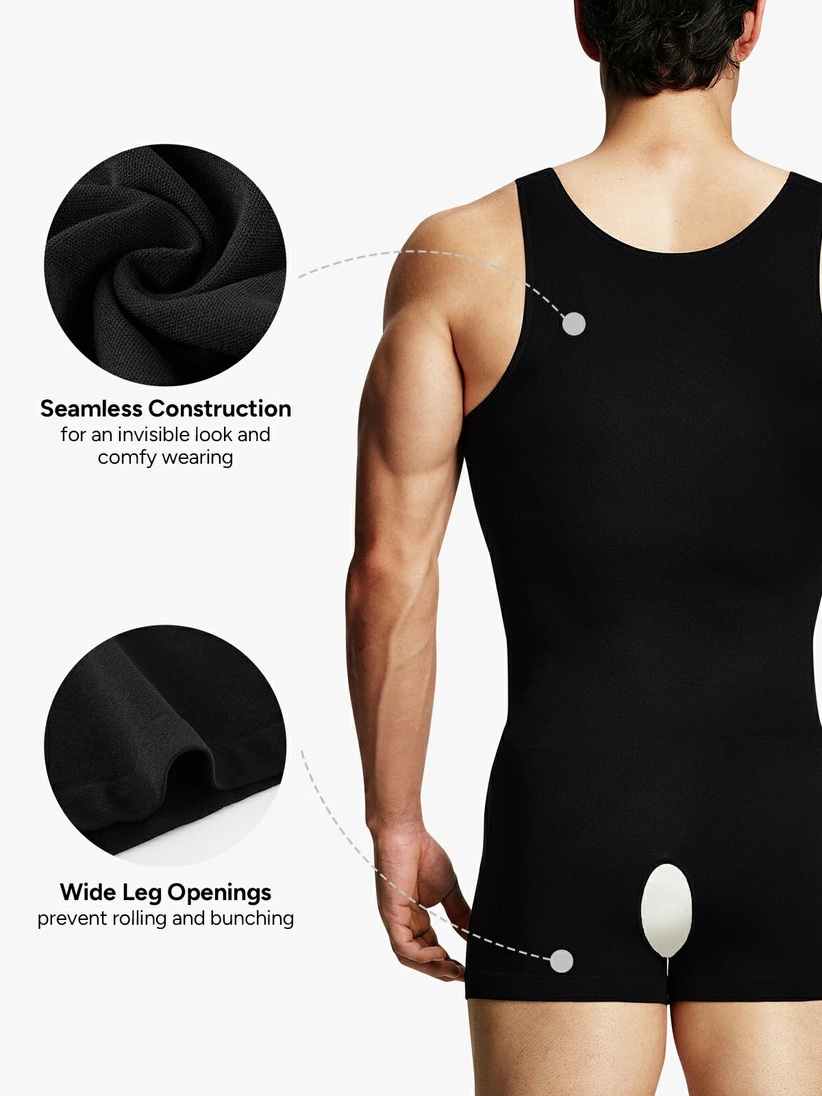 Men's Seamless Crotch Opening Bodysuit