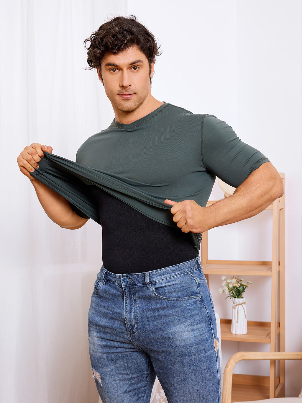 Men's Seamless Crotch Opening Bodysuit