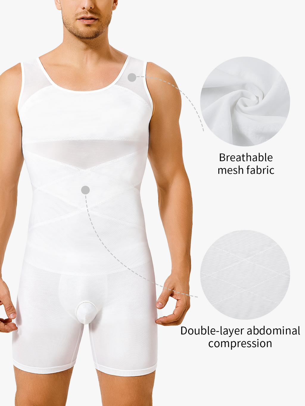 Men's Mesh Tummy Control Bodysuit