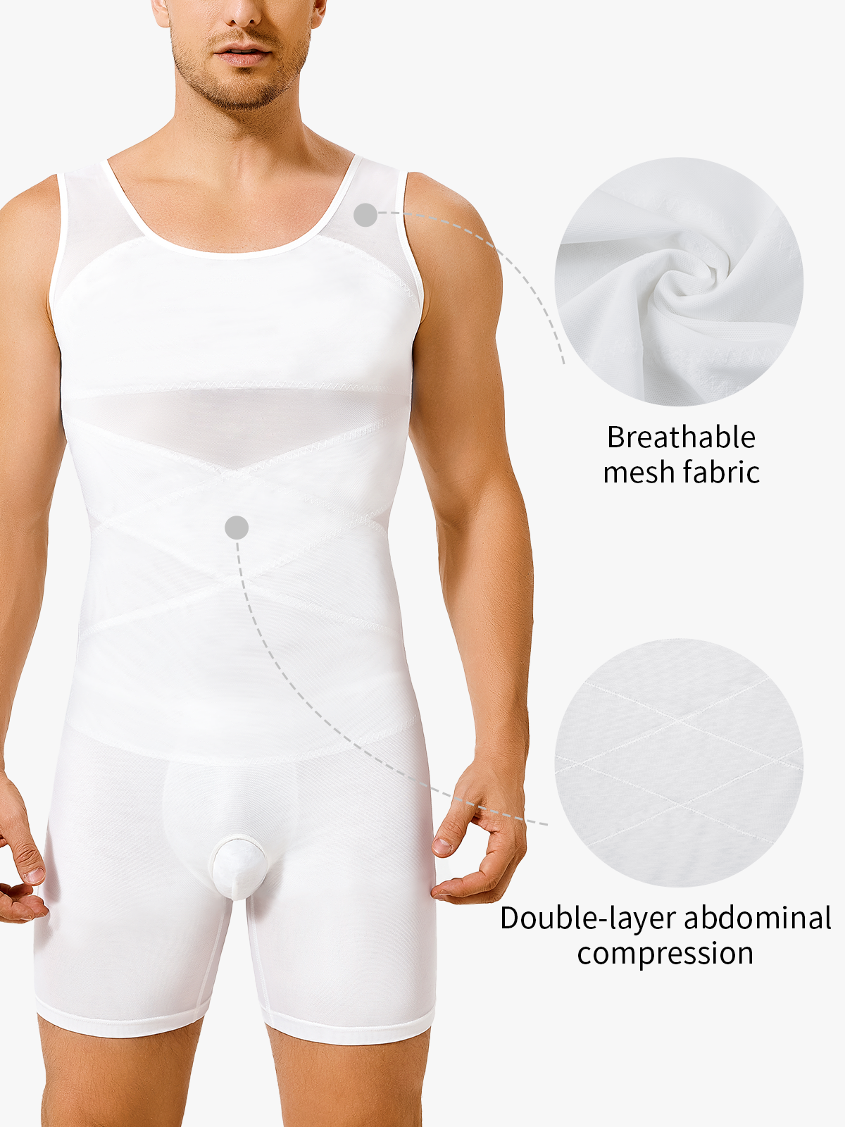 Men's Mesh Tummy Control Bodysuit