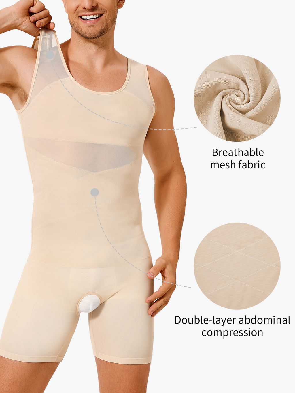 Men's Mesh Tummy Control Bodysuit