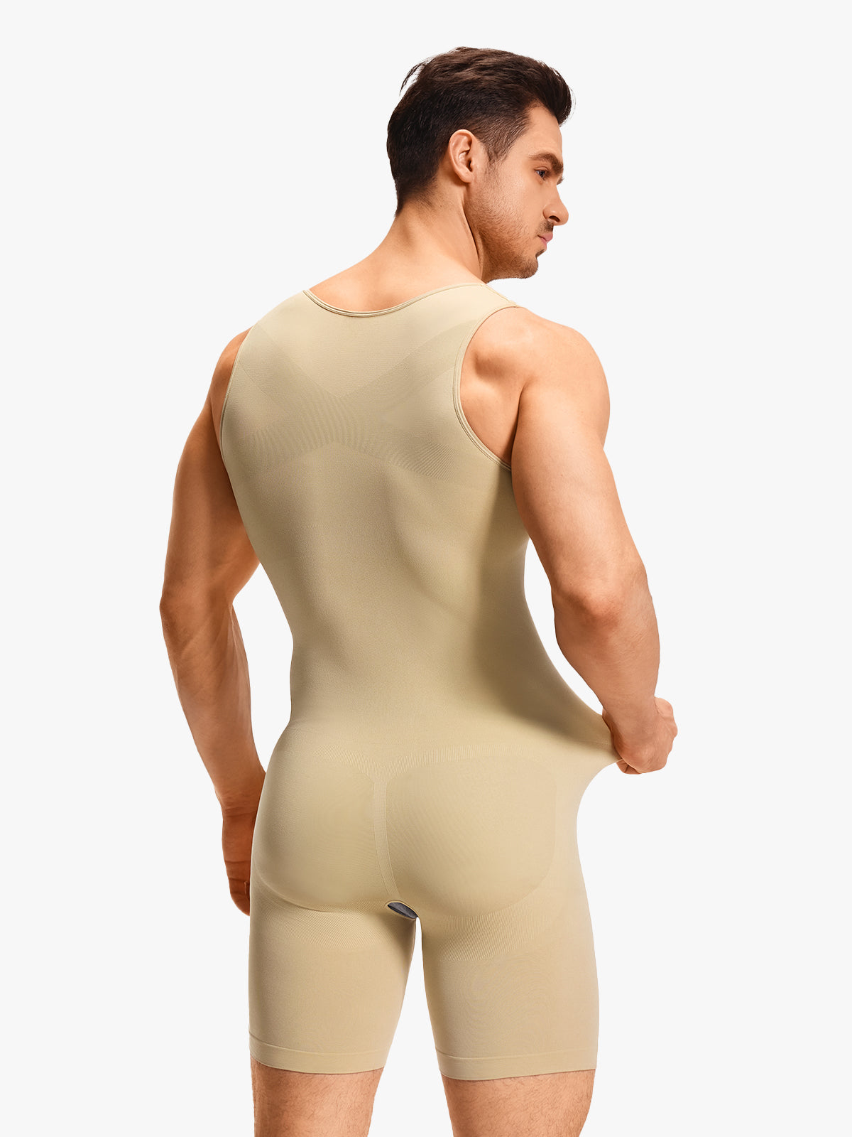Men's Seamless U-Neck Mid-Thigh Bodysuit
