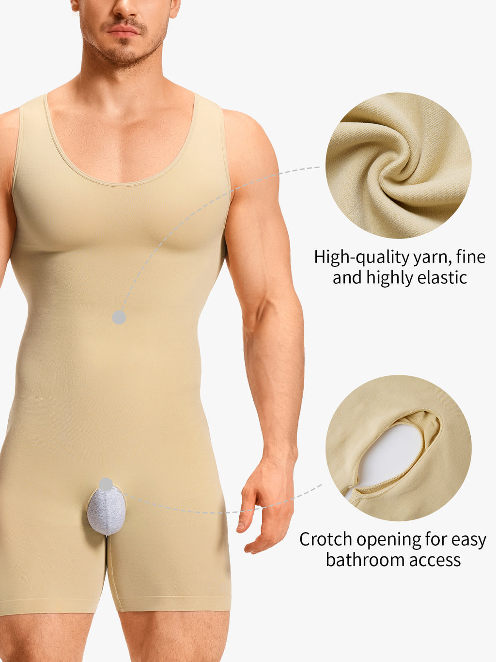 Men's Seamless U-Neck Mid-Thigh Bodysuit