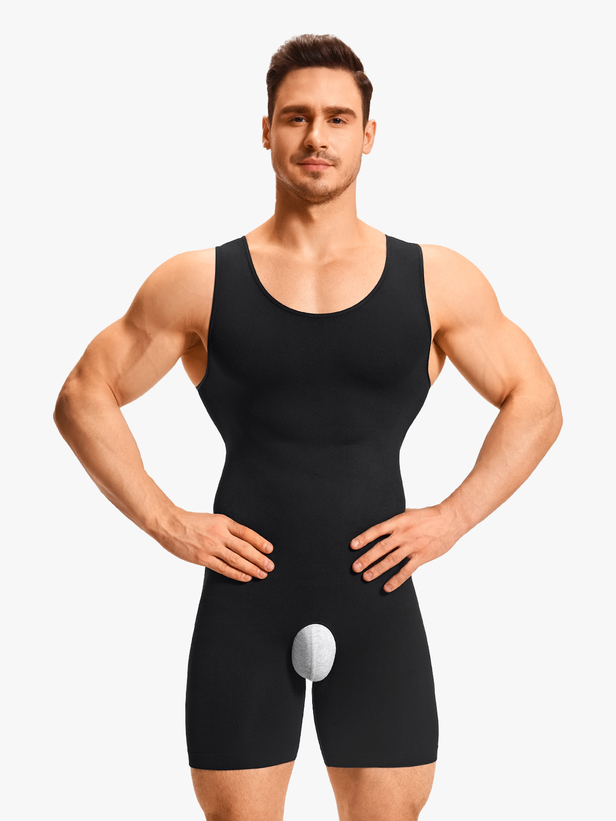 Men's Seamless U-Neck Mid-Thigh Bodysuit Main image