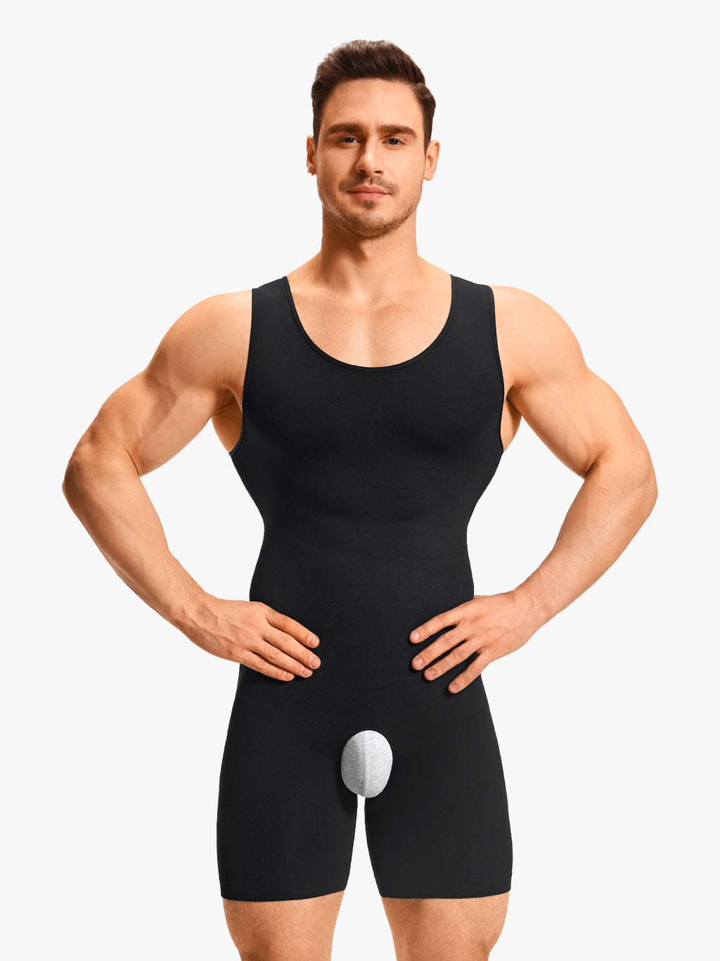 Men's Seamless U-Neck Mid-Thigh Bodysuit