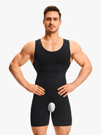 Men's Seamless U-Neck Mid-Thigh Bodysuit