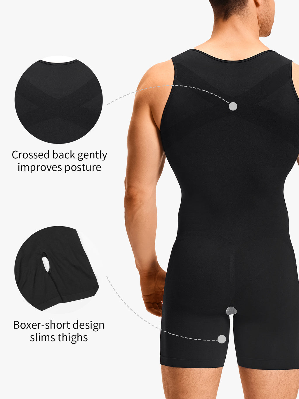Men's Seamless U-Neck Mid-Thigh Bodysuit