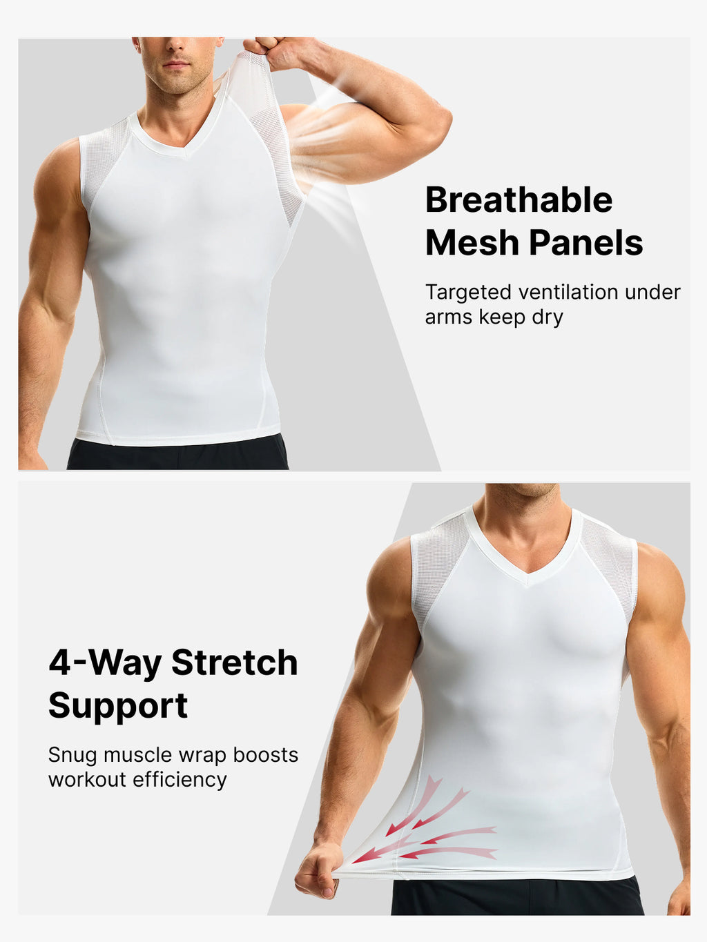 Men's Mesh Compression Tank Top Shirt Breathable Stretch Body Shaper Vest