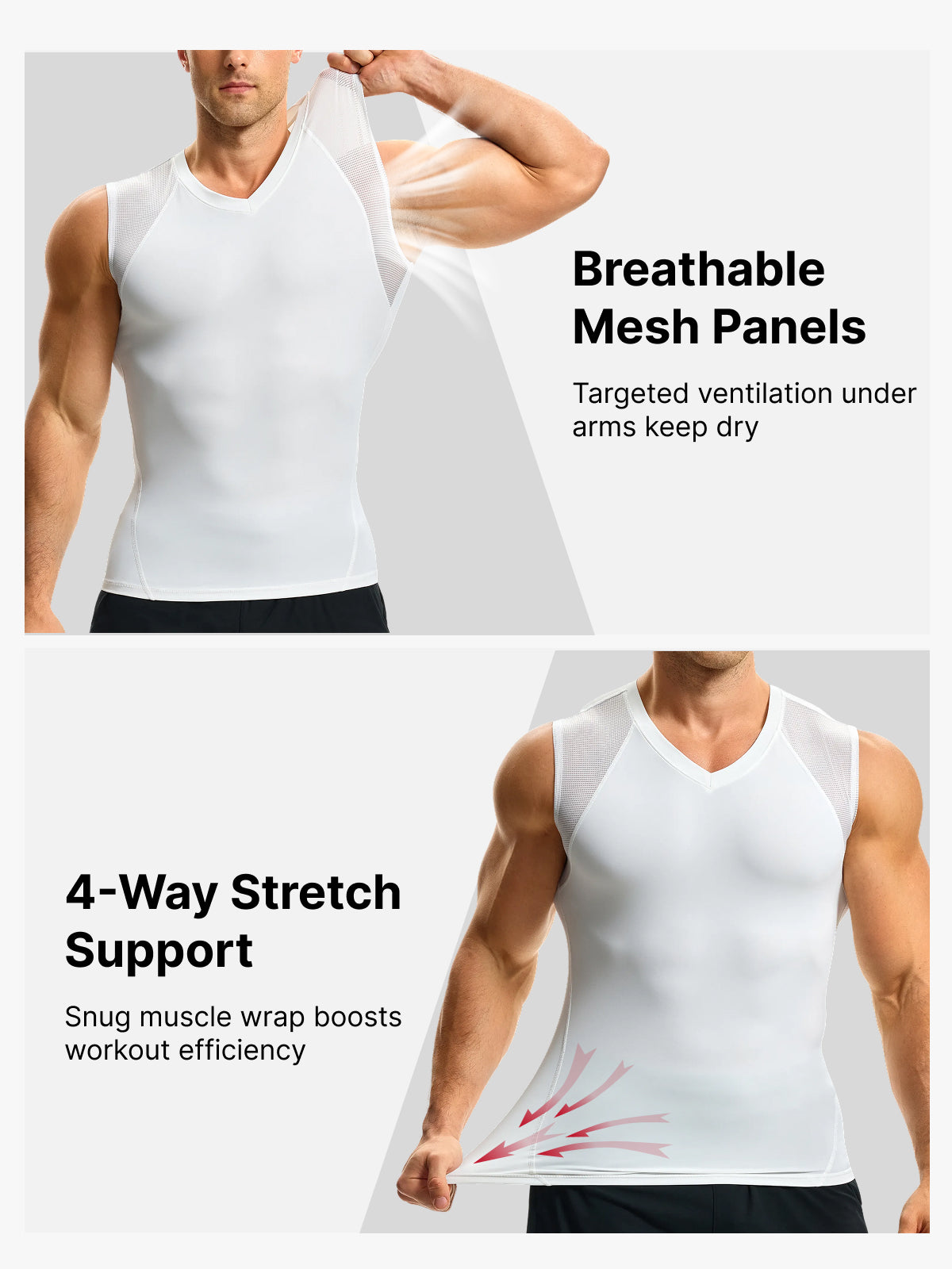 Men's Mesh Compression Tank Top Shirt Breathable Stretch Body Shaper Vest