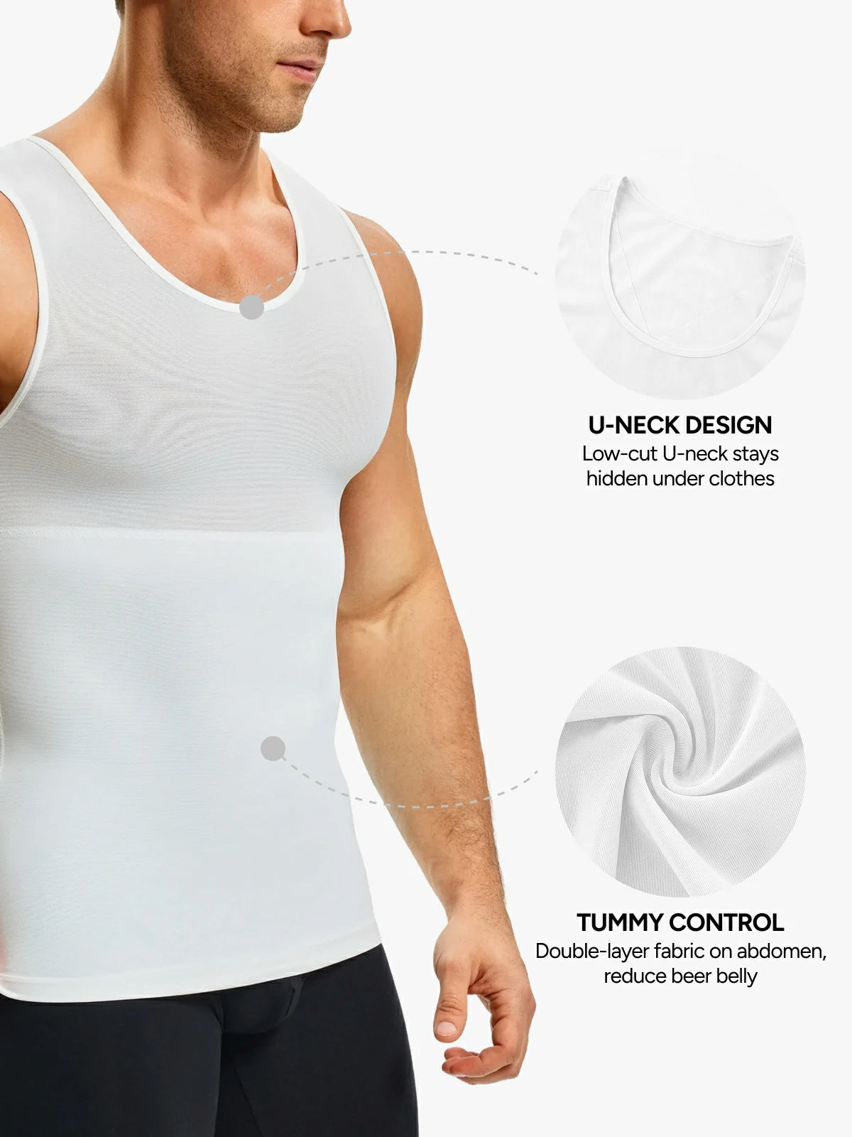 Men's Sleeveless Compression Shirt Tummy Control Mesh Tank Top Body Shaper Vest