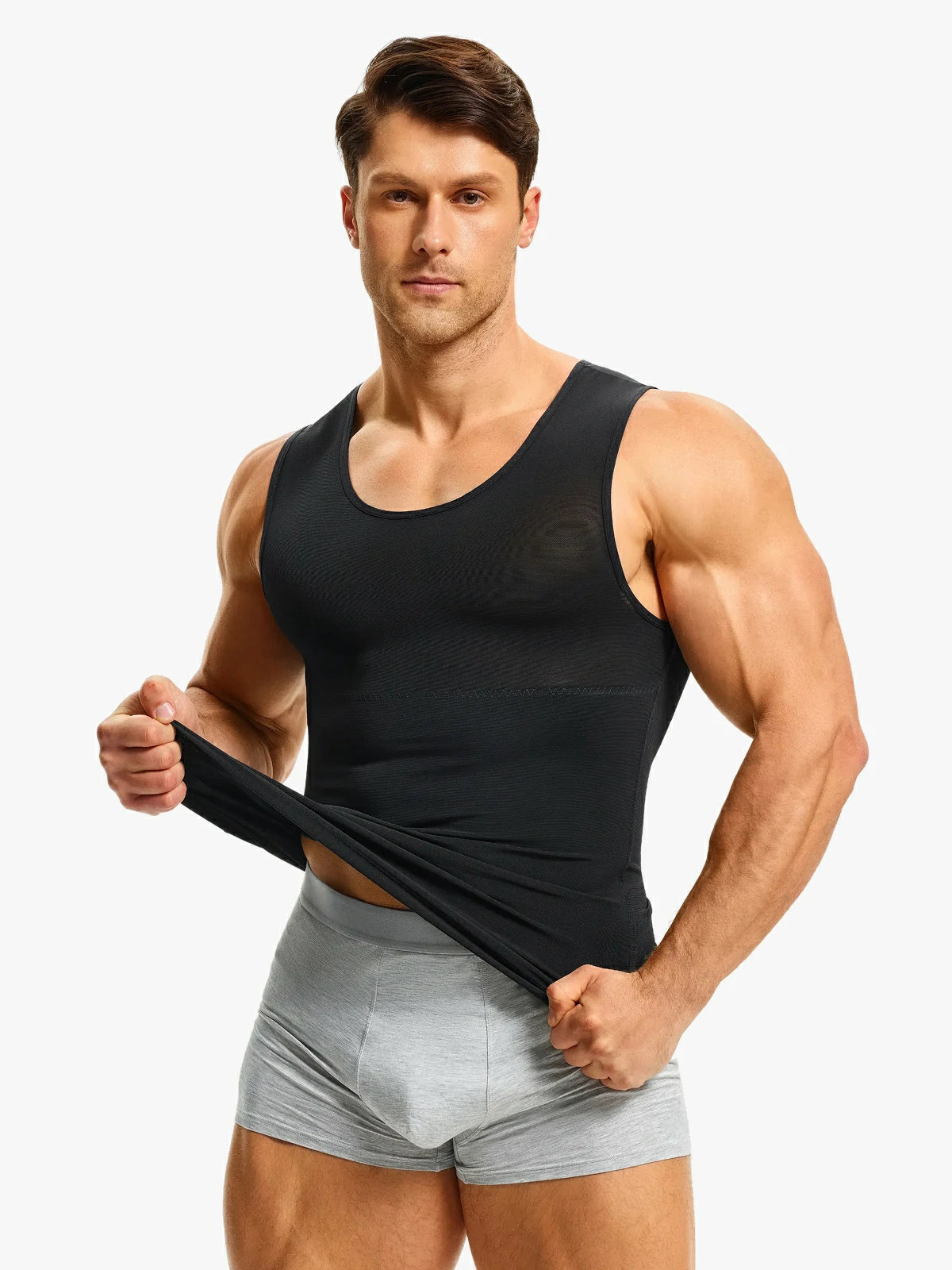 Men's Sleeveless Compression Shirt Tummy Control Mesh Tank Top Body Shaper Vest Secondary image