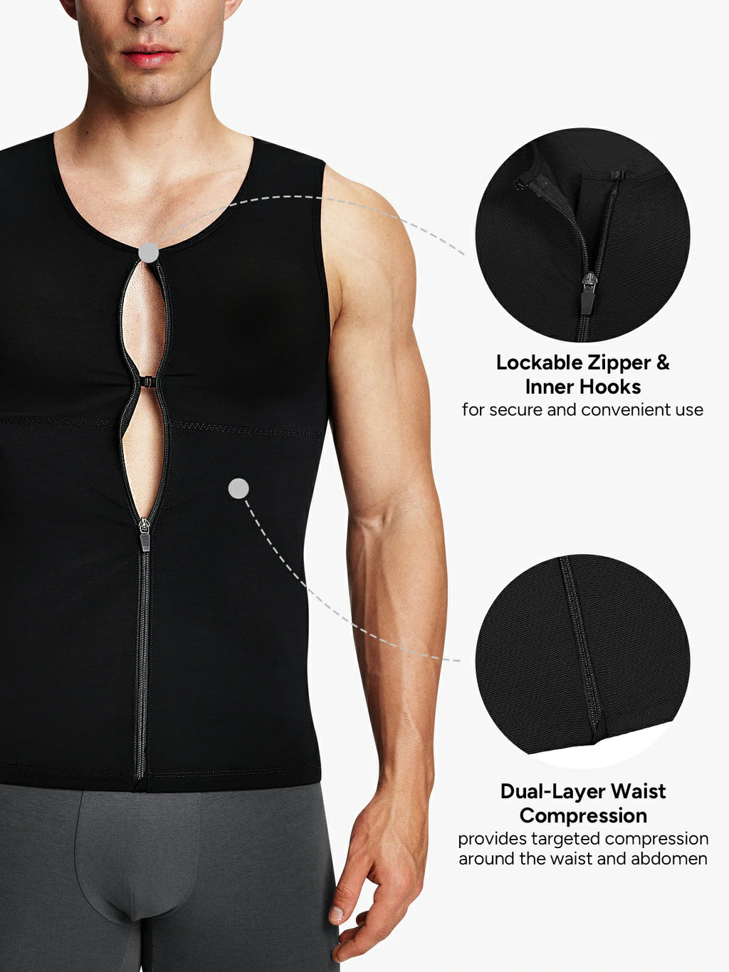 Mesh Zipper Compression Tank Top for Men