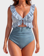 Flirty V-Neck One-Piece Swimsuit