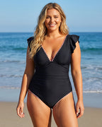 Floral V-Neck Tummy Control One-Piece Swimsuit