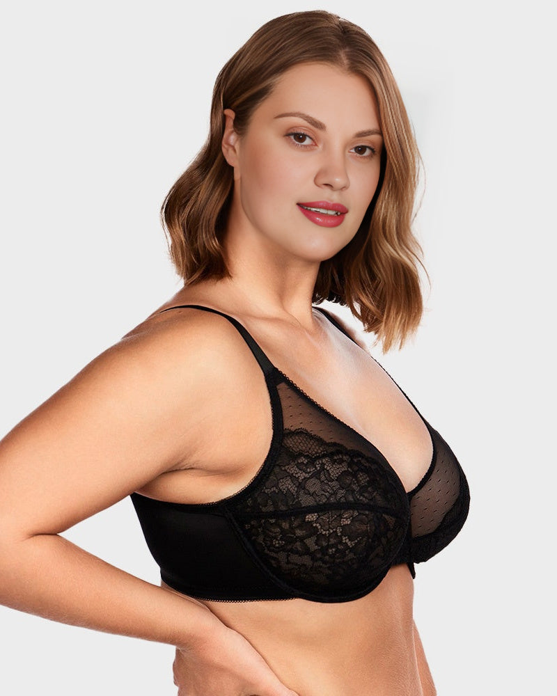 Full Coverage Lace Minimizer Bra - Petal Secondary image
