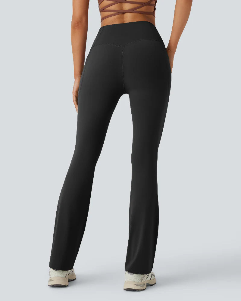 High Waisted Tummy Control Pocket Shaping Yoga Bootcut Leggings