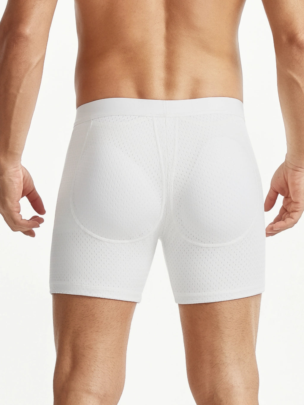 Mid-Waist Mesh Boxers Panties With Removable Butt Pads For Men