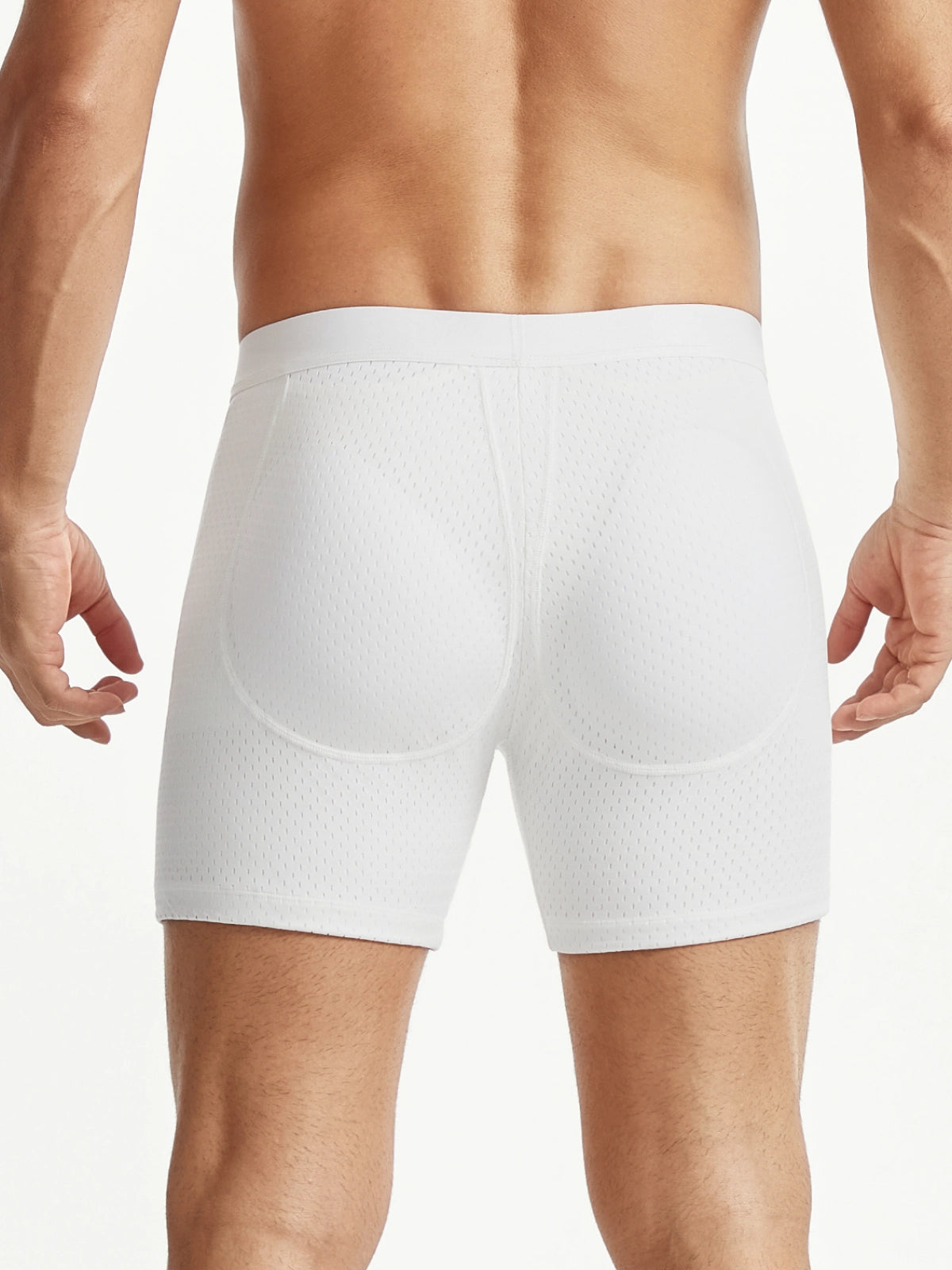 Mid-Waist Mesh Boxers Panties With Removable Butt Pads For Men
