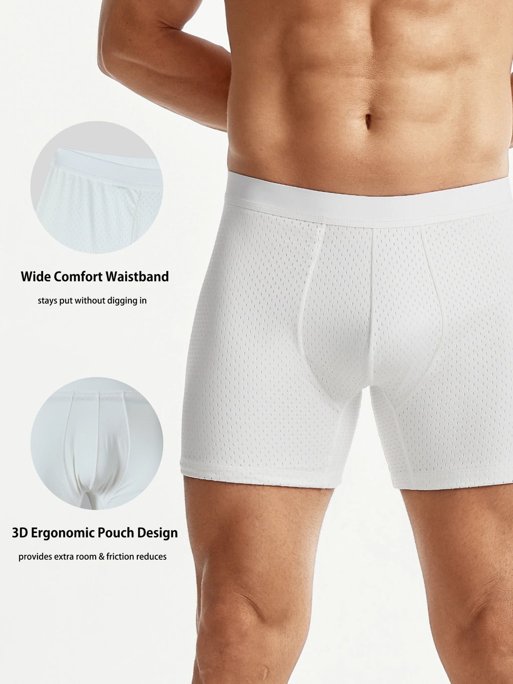 Mid-Waist Mesh Boxers Panties With Removable Butt Pads For Men