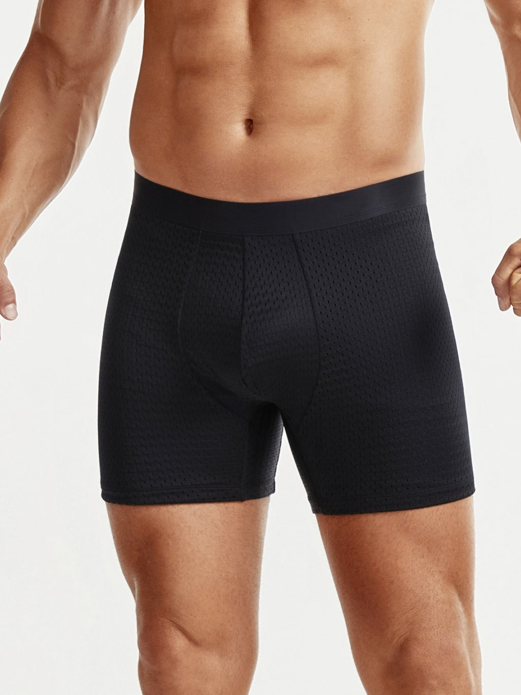 Mid-Waist Mesh Boxers Panties With Removable Butt Pads For Men