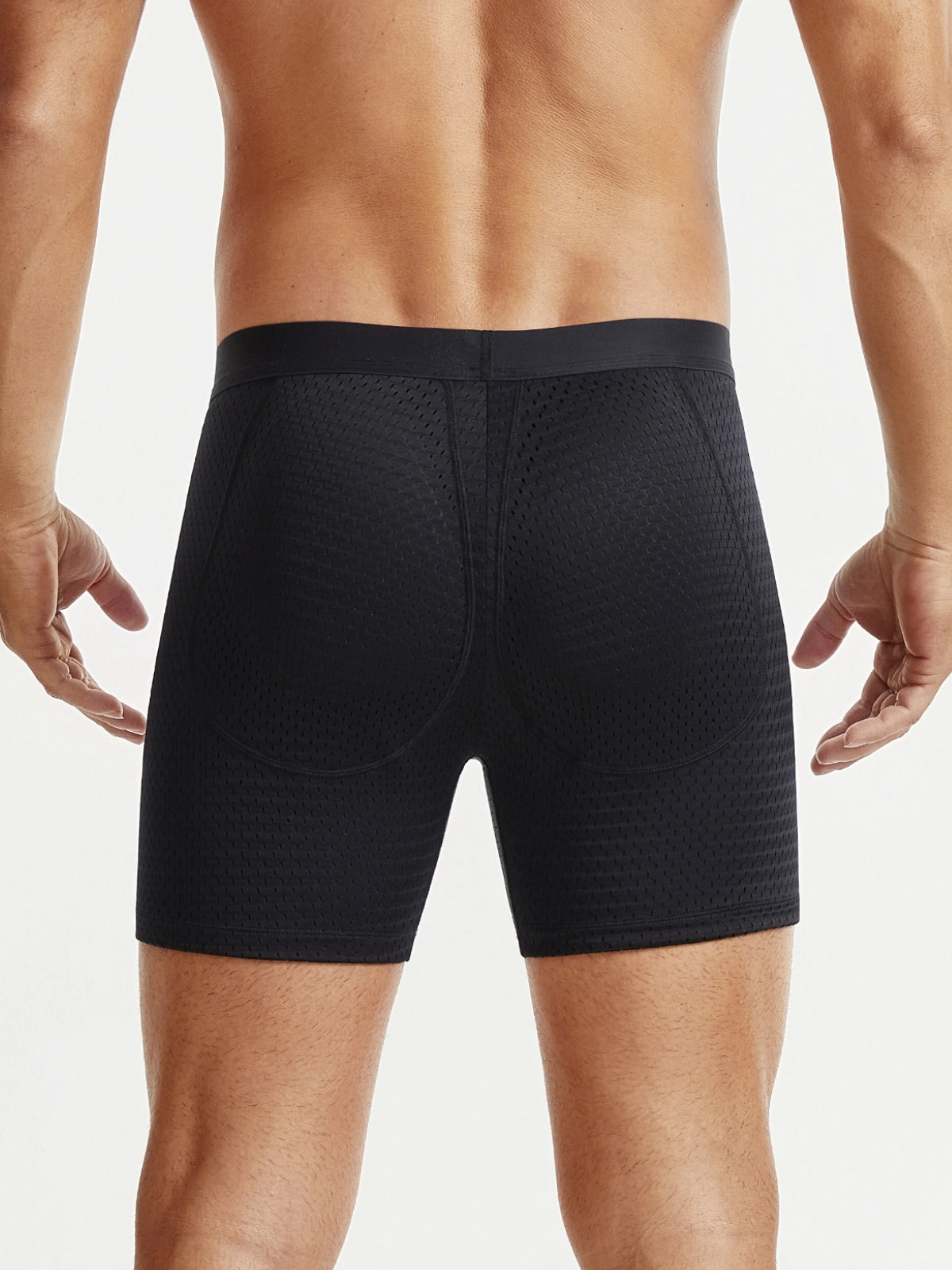 Mid-Waist Mesh Boxers Panties With Removable Butt Pads For Men