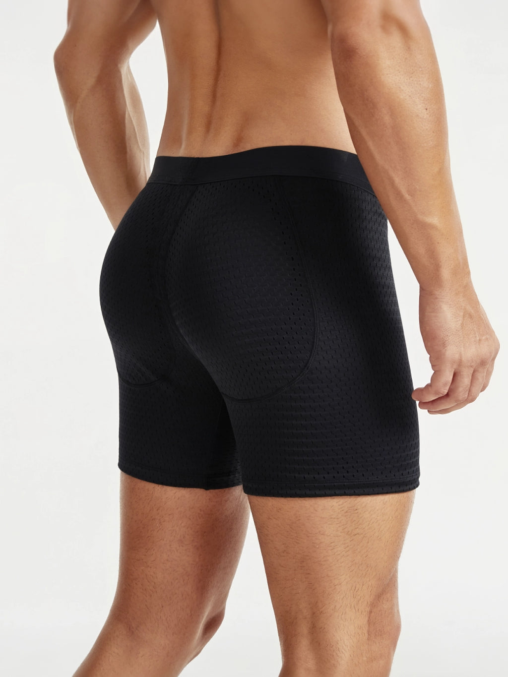 Mid-Waist Mesh Boxers Panties With Removable Butt Pads For Men