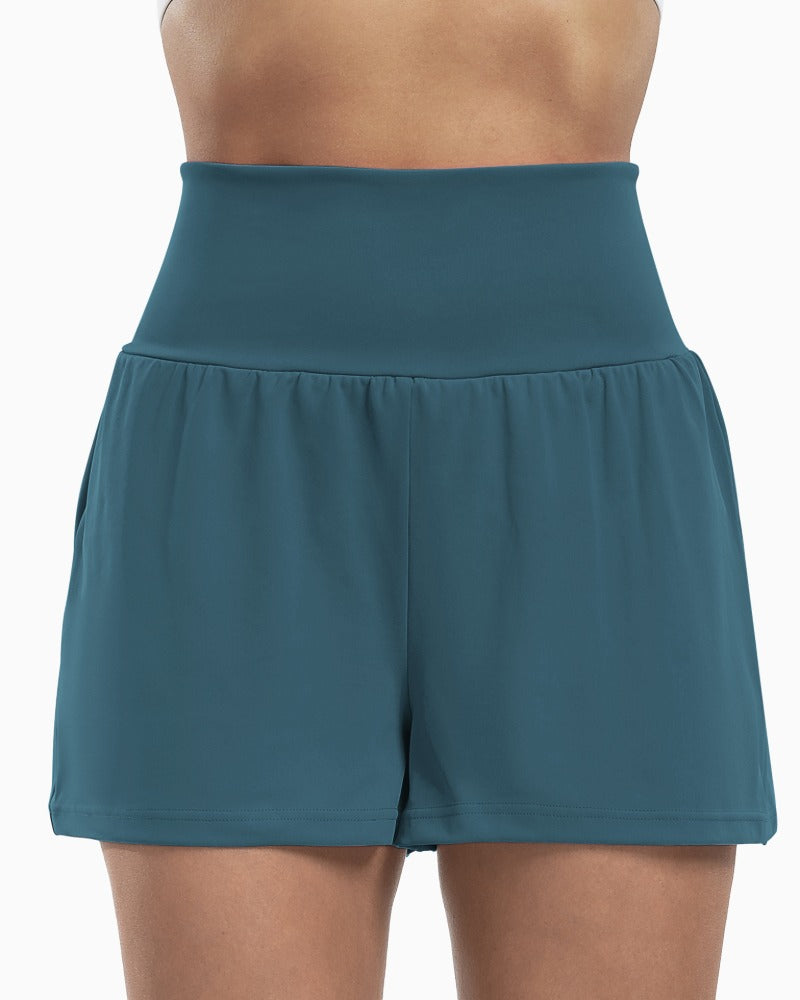 Super High Waisted Back Pocket & Side Hidden Pocket 2-in-1 Yoga Shorts Main image