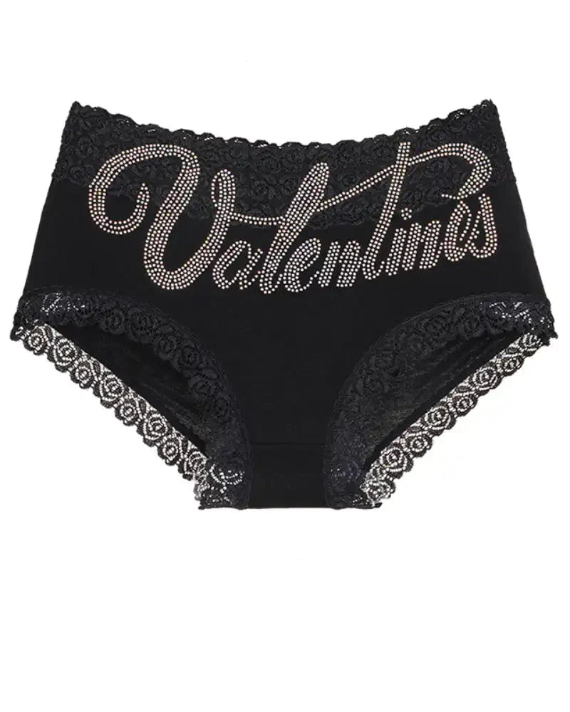 Rhinestone Lace High Waist Seamless Women's Panties
