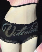 Rhinestone Lace High Waist Seamless Women's Panties