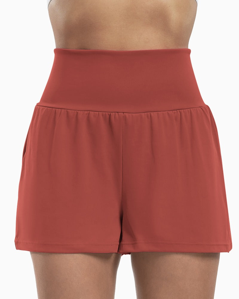 Super High Waisted Back Pocket & Side Hidden Pocket 2-in-1 Yoga Shorts