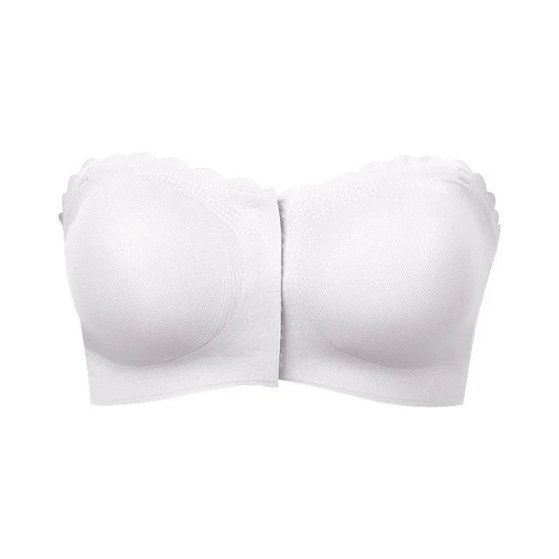 Wavy Trim Seamless Tube Top Bralette