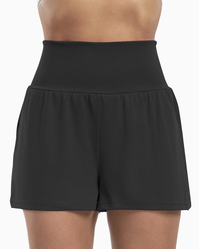 Super High Waisted Back Pocket & Side Hidden Pocket 2-in-1 Yoga Shorts