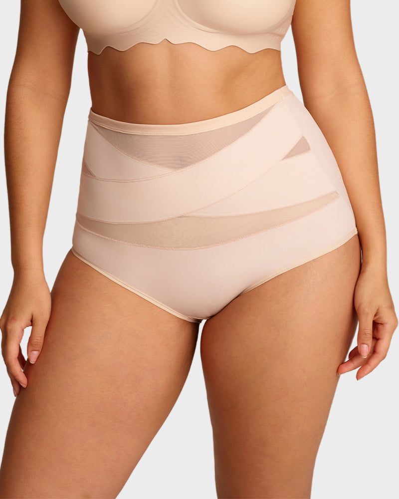 Plus-Size High-Waist Cross Tummy Control Panties (5 Pack) Main image