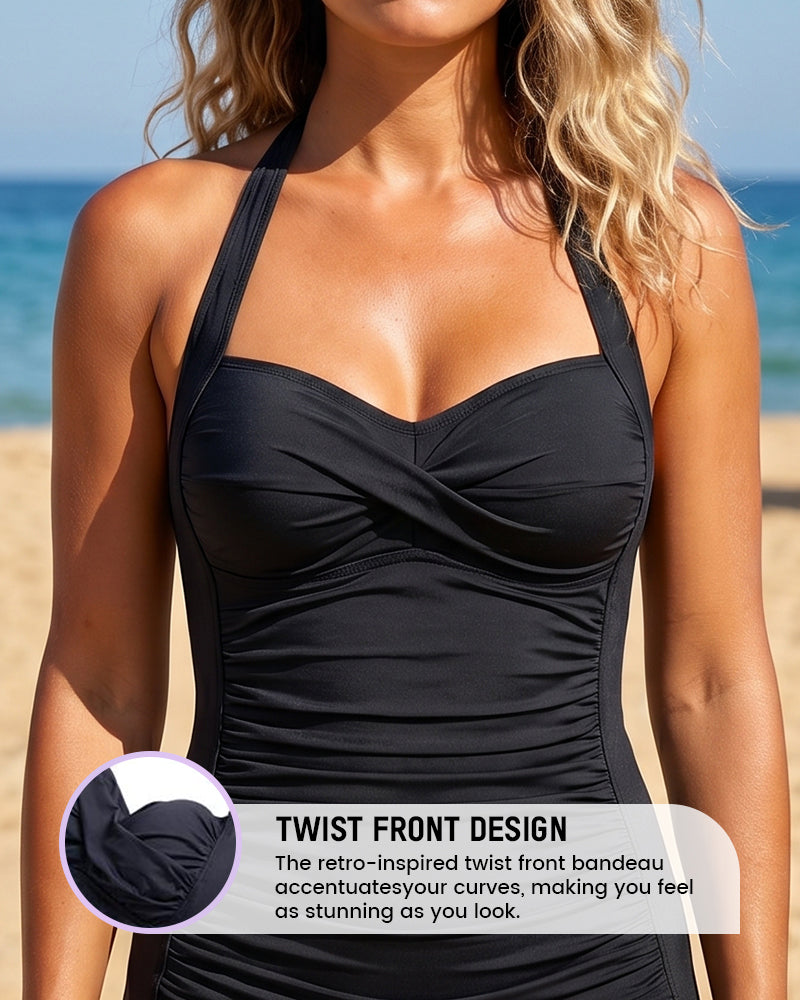 Retro One-Piece Tummy Control Swimsuit