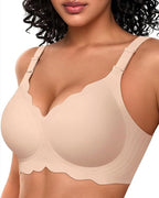 Seamless Scalloped Bras for Women Wireless Push Up Bra