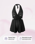 SculptSkin™ AirLift Halter V-Neck Swim Romper