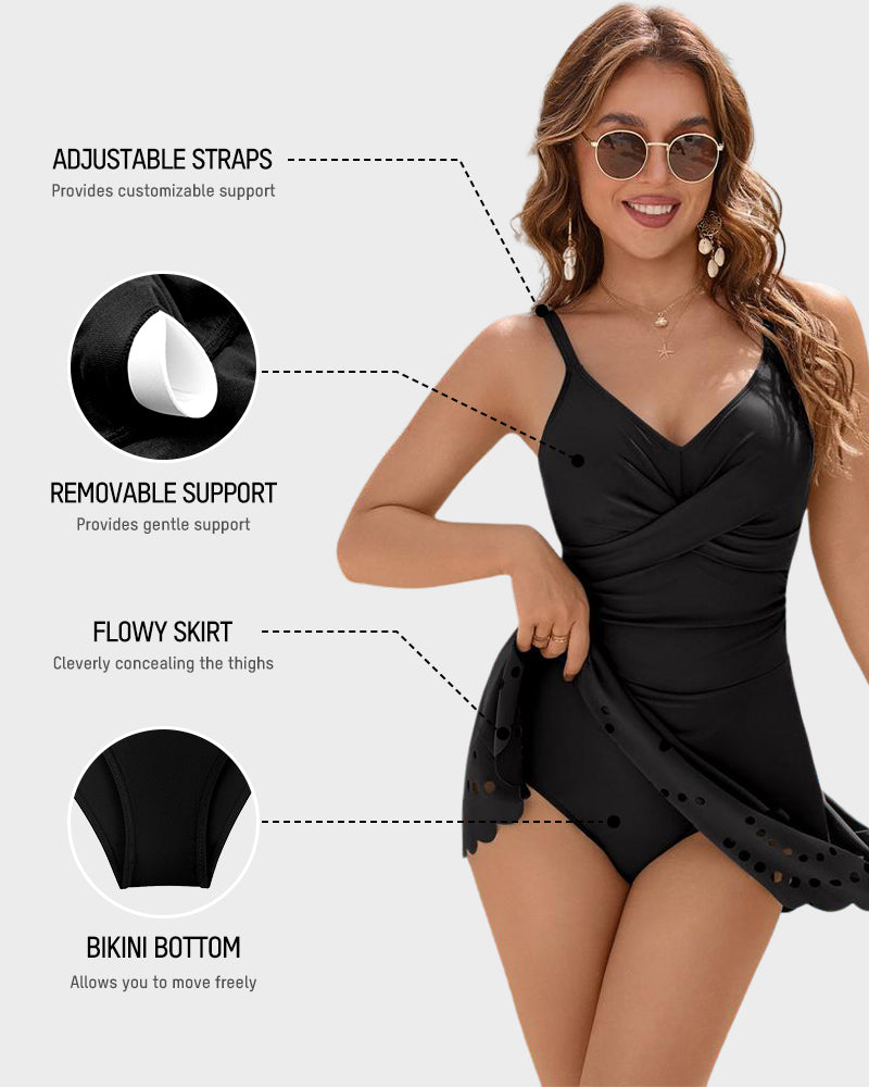 V-Neck Tummy Control Modest Swimdress Secondary image