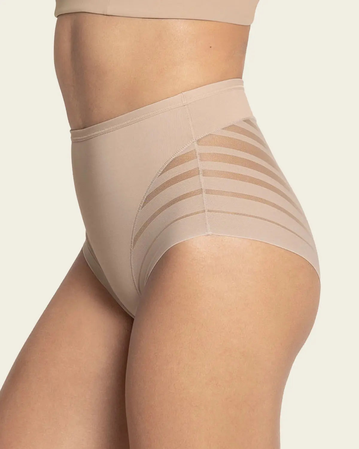 🔥Plus Size Up to 6XL 🔥 High Waisted Invisible Tummy Control Panties - Sheer Stripe Shapewear Main image