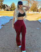 High-Waisted Flare Leggings with Pockets & No Front Seam
